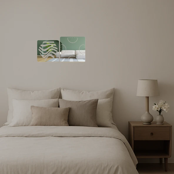 Minimalist Çizgili Aynalı Tablo - Resim 2