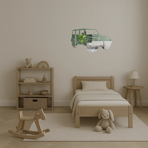 Jeep Sanat Baskılı  Dekoratif Aynalı Tablo - Resim 4