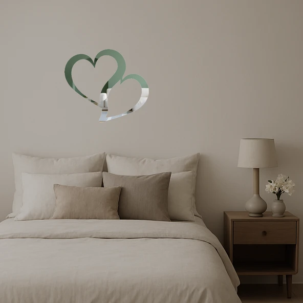 Kalp Motifli Dekoratif İç Mekan Aynalı Tablo - Resim 2