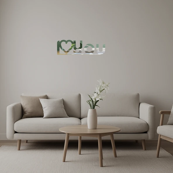 I Love You Kalpli Dekoratif İç Mekan Aynalı Tablosu ürün görseli