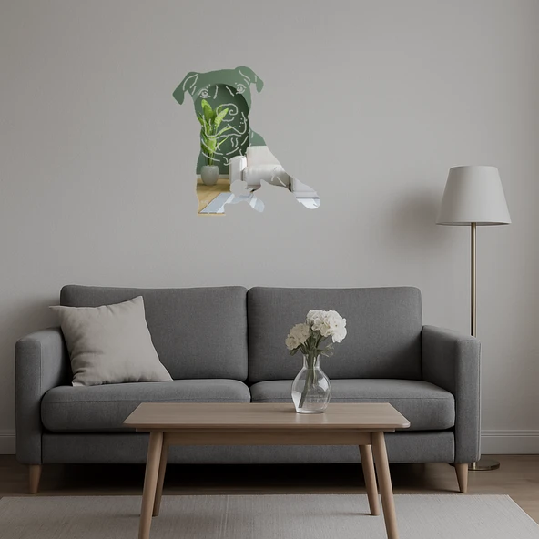 Şık Köpek Yüzü  Dekoratif Aynalı Tablolar - Resim 4