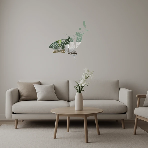 Kelebek Temalı Sanatsal Dekoratif Aynalı Tablo ürün görseli