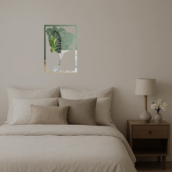 Modern Çiçek Desenli Dekoratif Aynalı Tablo - Resim 2