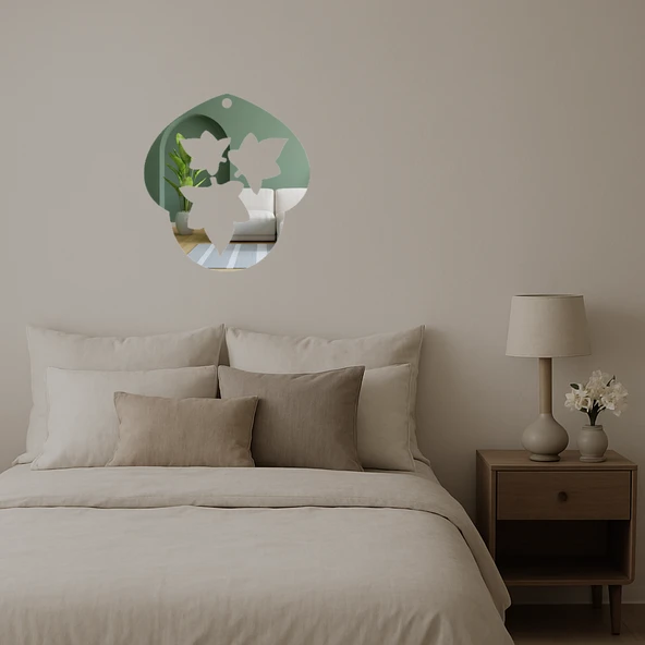 Üç Gözyaşı ve Yaprak Detaylı  Aynalı Tablo - Resim 2