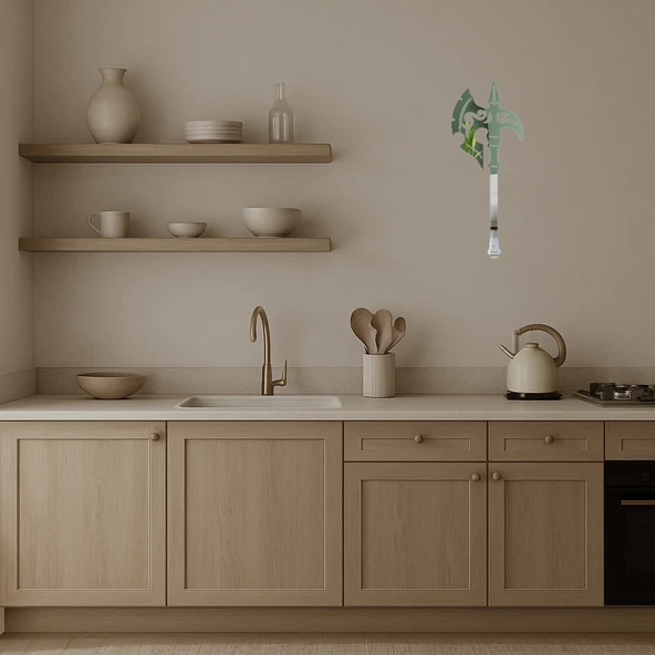 Dekoratif Tarihi Savaş Baltası  Aynalı Tablo - Resim 3