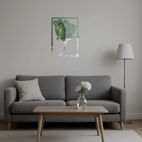 Modern Çiçek Desenli Dekoratif Aynalı Tablo - Resim 5