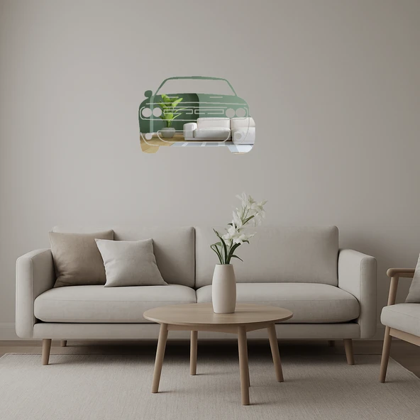 Klasik Muscle Car Dekoratif Aynalı Tablo ürün görseli