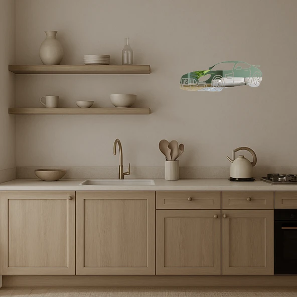 Modern Tasarımlı Araba Dekoratif Aynalı Tablo - Resim 3