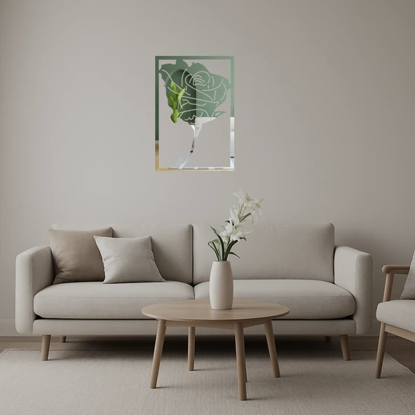 Modern Çiçek Desenli Dekoratif Aynalı Tablo ürün görseli