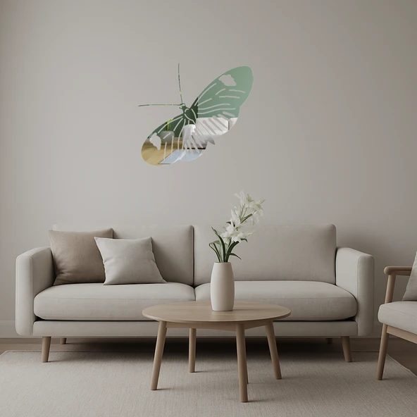 Renkli Kelebek Dekoratif Aynalı Tablo ürün görseli