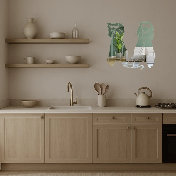 Gözlüklü Köpekler Dekoratif Aynalı Tablo - Resim 3