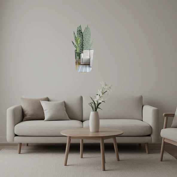 Aloe Vera Tasarımlı  Aynalı Tablo ürün görseli