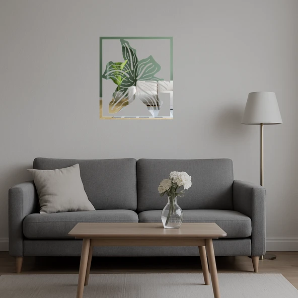 Doğal Çiçek Desenli Dekoratif Aynalı Tablo - Resim 5