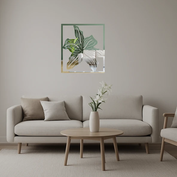 Doğal Çiçek Desenli Dekoratif Aynalı Tablo ürün görseli