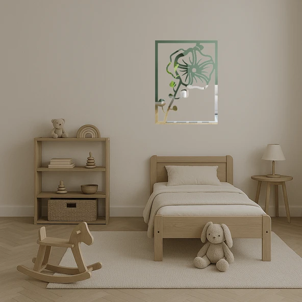Çiçek Desenli Dekoratif Aynalı Tablo - Resim 3