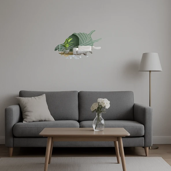 Soyut Deniz Kabukları Dekoratif Aynalı Tablo - Resim 5