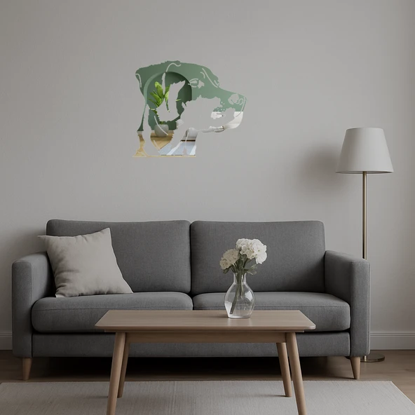 Minimalist Köpek Yüzü  Aynalı Tablosu - Resim 5