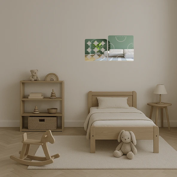 Minimalist Geometrik Desenli Dekoratif Aynalı Tablo - Resim 2