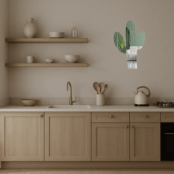 Kaktüs Bitkisi  Dekoratif Aynalı Tablo - Resim 3