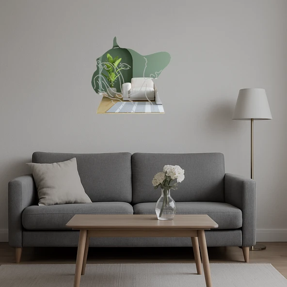 Köpek Figürlü Dekoratif Duvar Aynalı Tablosu - Resim 5