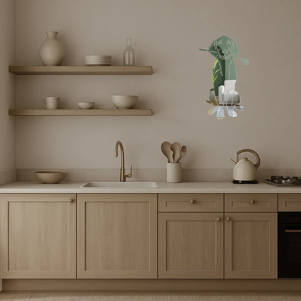 Çiçek Tutan Köpek Dekoratif Aynalı Tablo - Resim 3