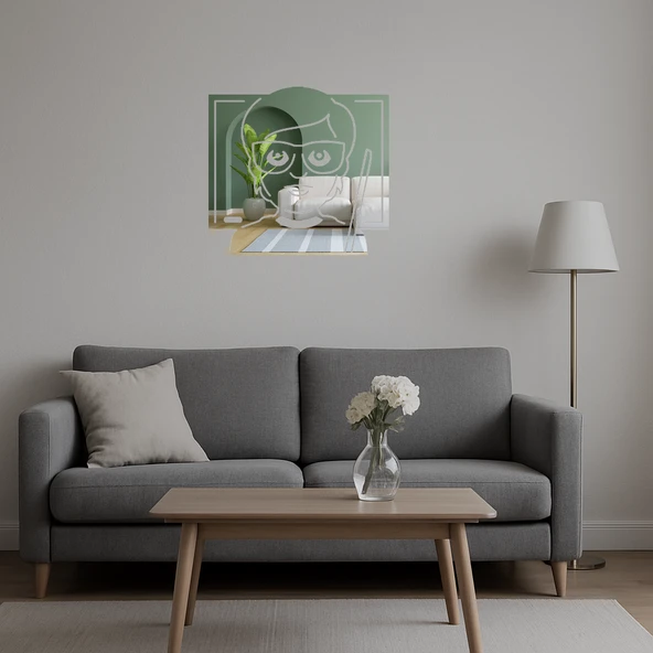 Öğretmen Kadın Emoji Dekoratif Aynalı Tablo - Resim 5