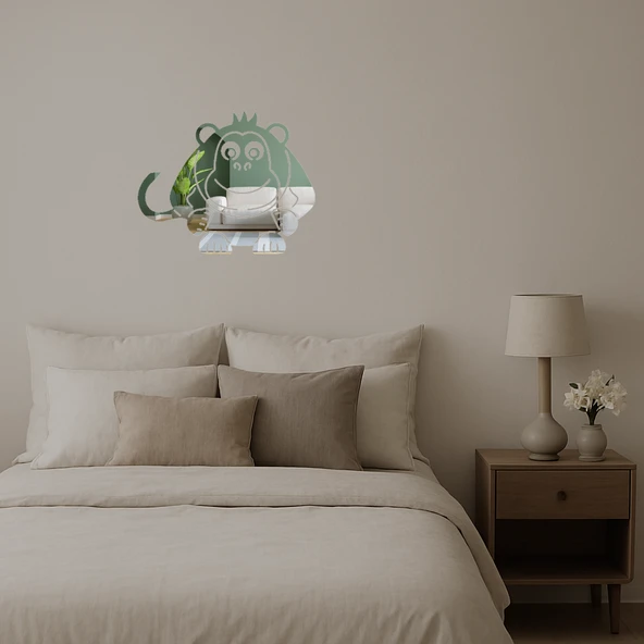 Maymun Figürlü Dekoratif Aynalı Tablo - Resim 2