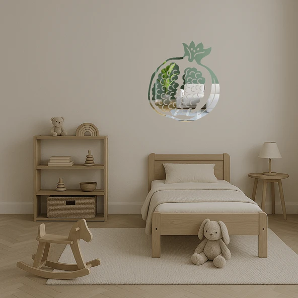 Zarif Nar Desenli  Dekoratif Aynalı Tablo - Resim 4