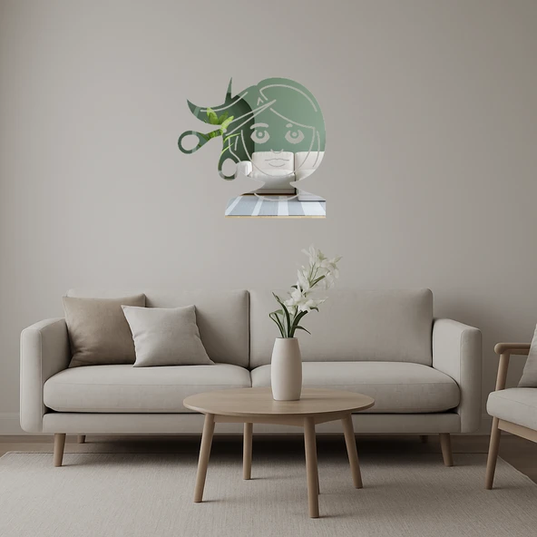 Saç Kesimi Yapan Kadın Emoji Aynalı Tablosu ürün görseli