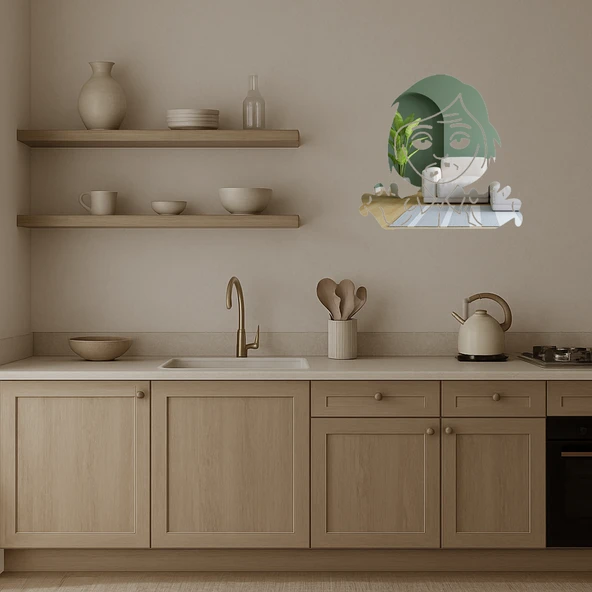 Zombi Kadın Emoji Dekoratif Aynalı Tablo - Resim 4