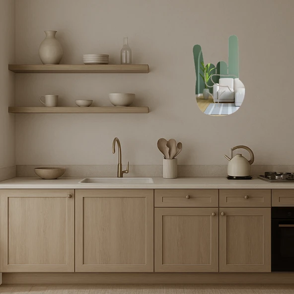 Metalci El İşareti Rock Temalı Aynalı Tablo - Resim 3