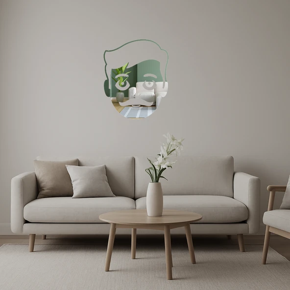 Gülümseyen Bıyıklı Emoji Dekoratif Aynalı Tablo ürün görseli