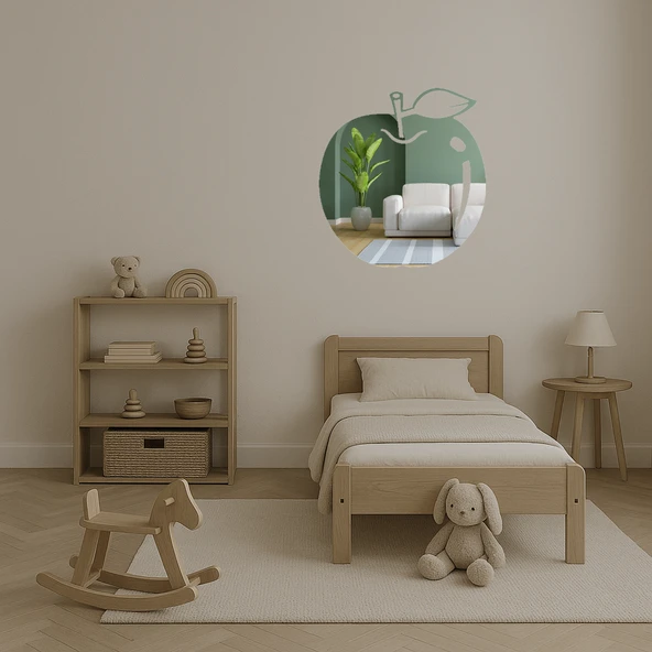 Yapraklı Elma Tasarımlı Dekoratif Aynalı Tablo - Resim 4