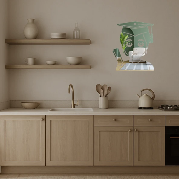 Öğrenci Kız Emoji Dekoratif Aynalı Tablo - Resim 3