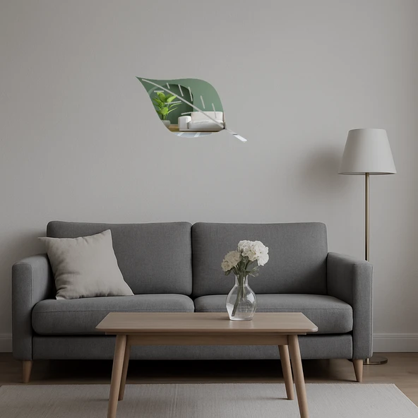 Yaprak Desenli Dekoratif Aynalı Tablo - Resim 5