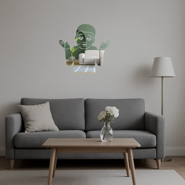 Omuz Silken Erkek Çocuk Emoji Dekoratif Aynalı Tablo - Resim 4