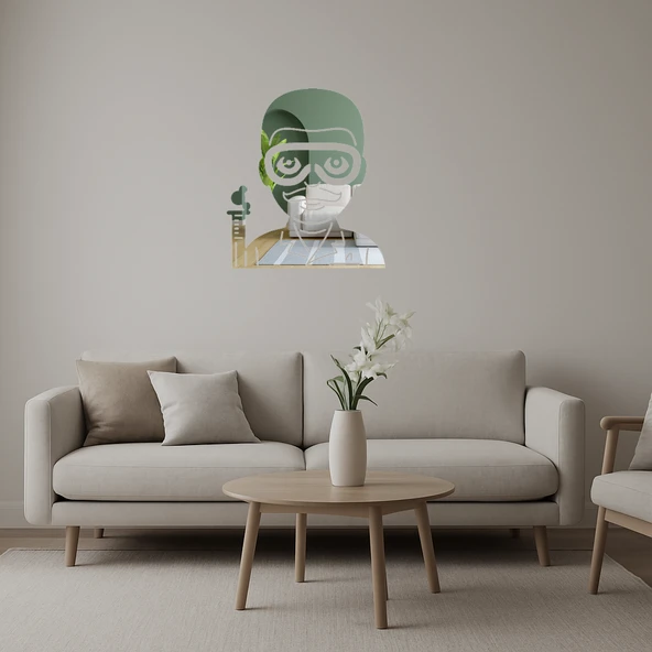 Bilim Adamı Emoji Dekoratif Aynalı Tablo ürün görseli