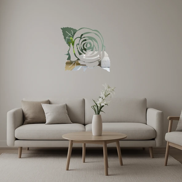 Minimalist Çiçek Tasarımlı Dekoratif Aynalı Tablo ürün görseli
