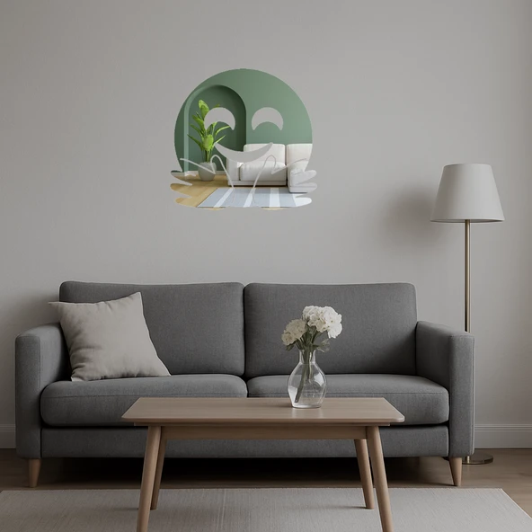 Sarılan Yüz Emoji  Dekoratif Aynalı Tablo - Resim 5