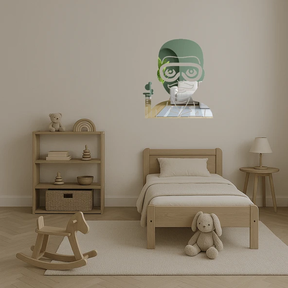 Bilim Adamı Emoji Dekoratif Aynalı Tablo - Resim 4