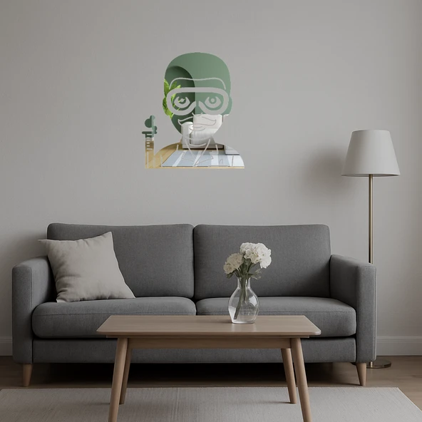 Bilim Adamı Emoji Dekoratif Aynalı Tablo - Resim 5