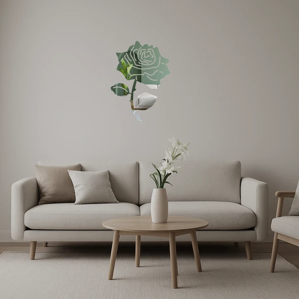 Çiçek Desenli Dekoratif Aynalı Tablo ürün görseli