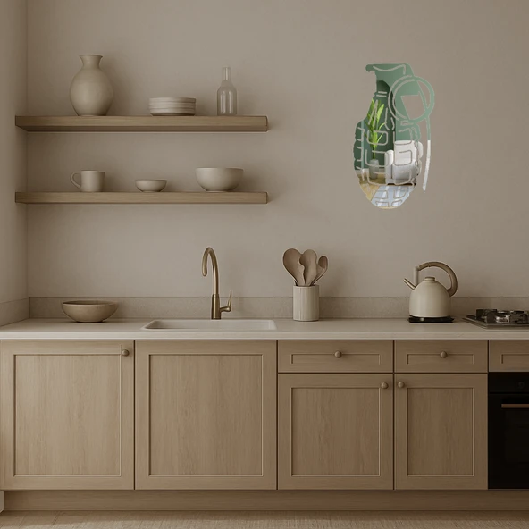 Dekoratif MK2 El Bombası Aynalı Tablo - Resim 3