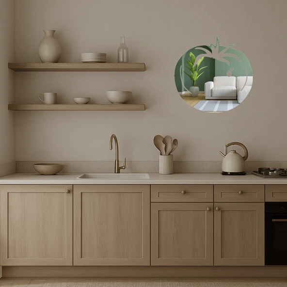 Taze Domates Motifli  Dekoratif Duvar Aynalı Tablosu - Resim 2