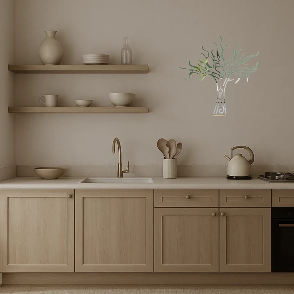 Doğal  Ağaç Tasarımlı Dekoratif Duvar Aynalı Tablosu - Resim 3