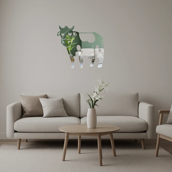 İç Mekan Dekoratif İnek Figürü Aynalı Tablosu ürün görseli