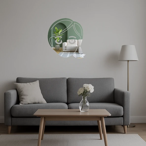 Gülümseyen Emoji Kadın Yüzü Dekoratif Aynalı Tablo - Resim 5