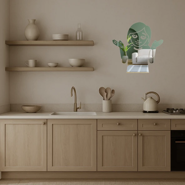 Omuz Silken Kız Çocuk Emoji Dekoratif Aynalı Tablo - Resim 2