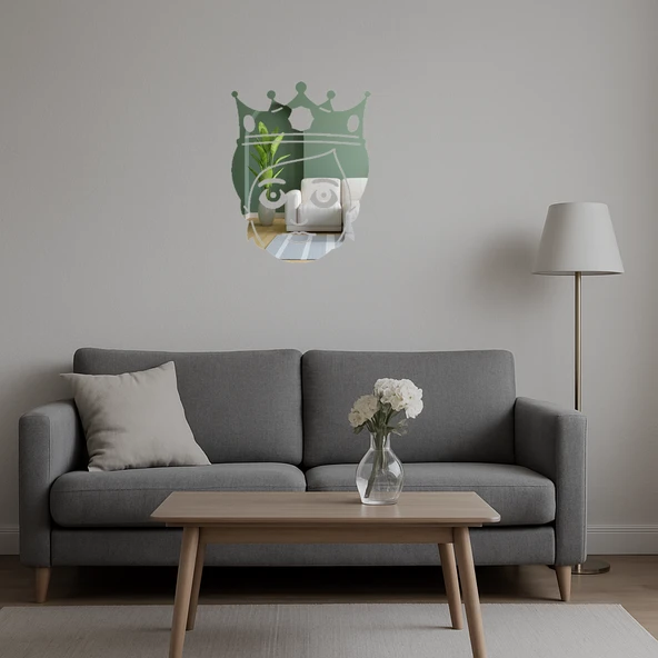 Taçlı Prenses Emoji Dekoratif Aynalı Tablo - Resim 5