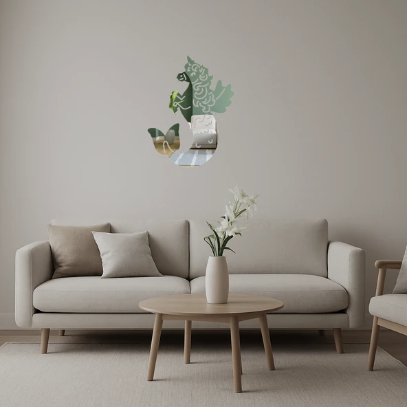 Rüya Gibi Deniz Kızı ve Unicorn  Aynalı Tablo ürün görseli